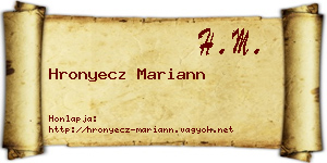Hronyecz Mariann névjegykártya